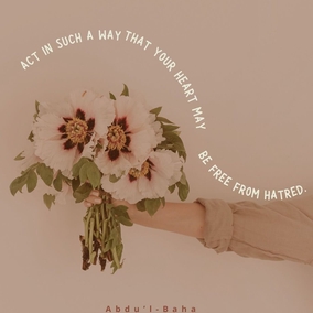 Act in such a way that your heart may be free from hatred. Let not your heart be offended with anyone. If some one commits an error and wrong toward you, you must instantly forgive him. Do not complain of others. Refrain from reprimanding them, and if you wish to give admonition or advice, let it be offered in such a way that it will not burden the bearer. Turn all your thoughts toward bringing joy to hearts. Beware! Beware! lest ye offend any heart. - #AbdulBaha⠀ ⠀  #bahai #spirituality #joy